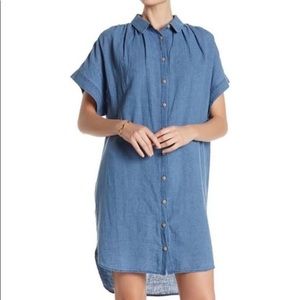 Madewell Spread Collar Linen Shirtdress Denim - M